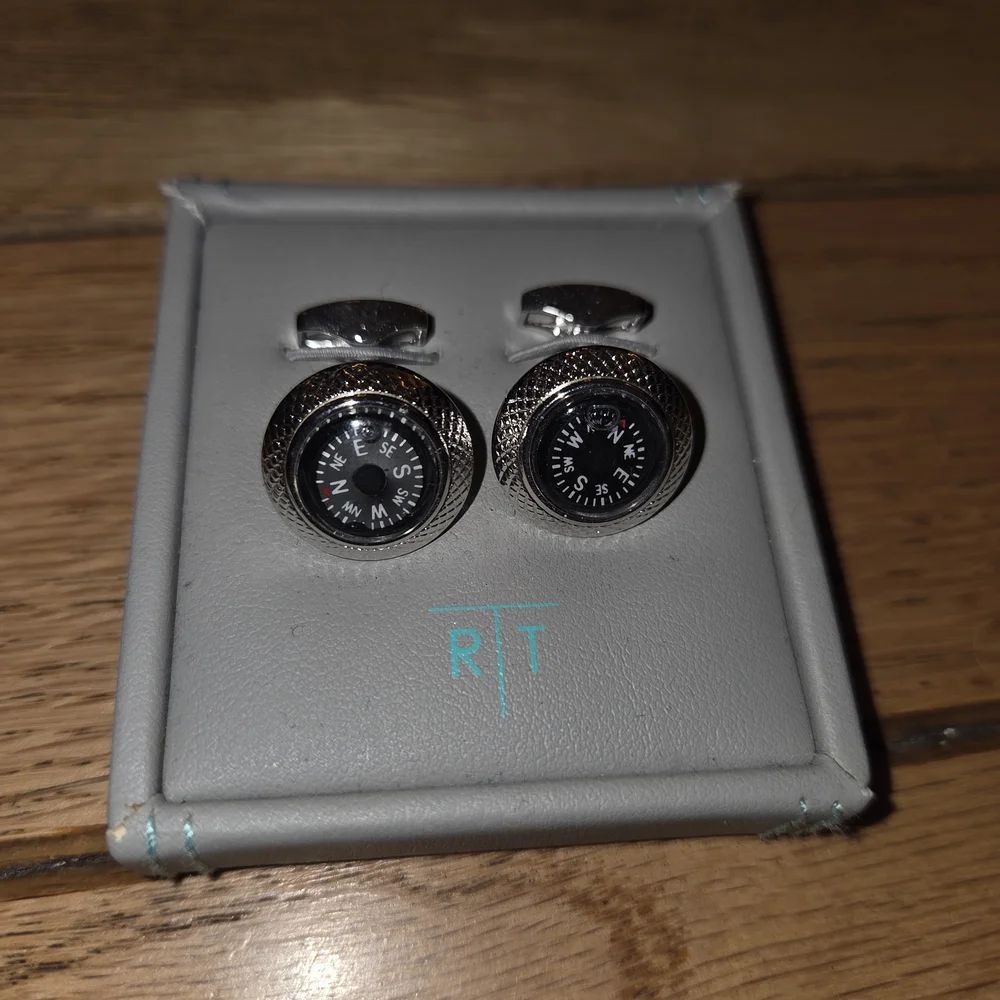 Tateossian Silver Compass Cufflinks